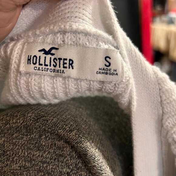 Hollister Women Small Cream Sweater Open Front‎ Cottage Pocket Cardigan  (GS2) - Picture 5 of 5